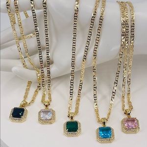 Crystal and zirconia pendant necklaces color of the month  gold plated $25 EACH